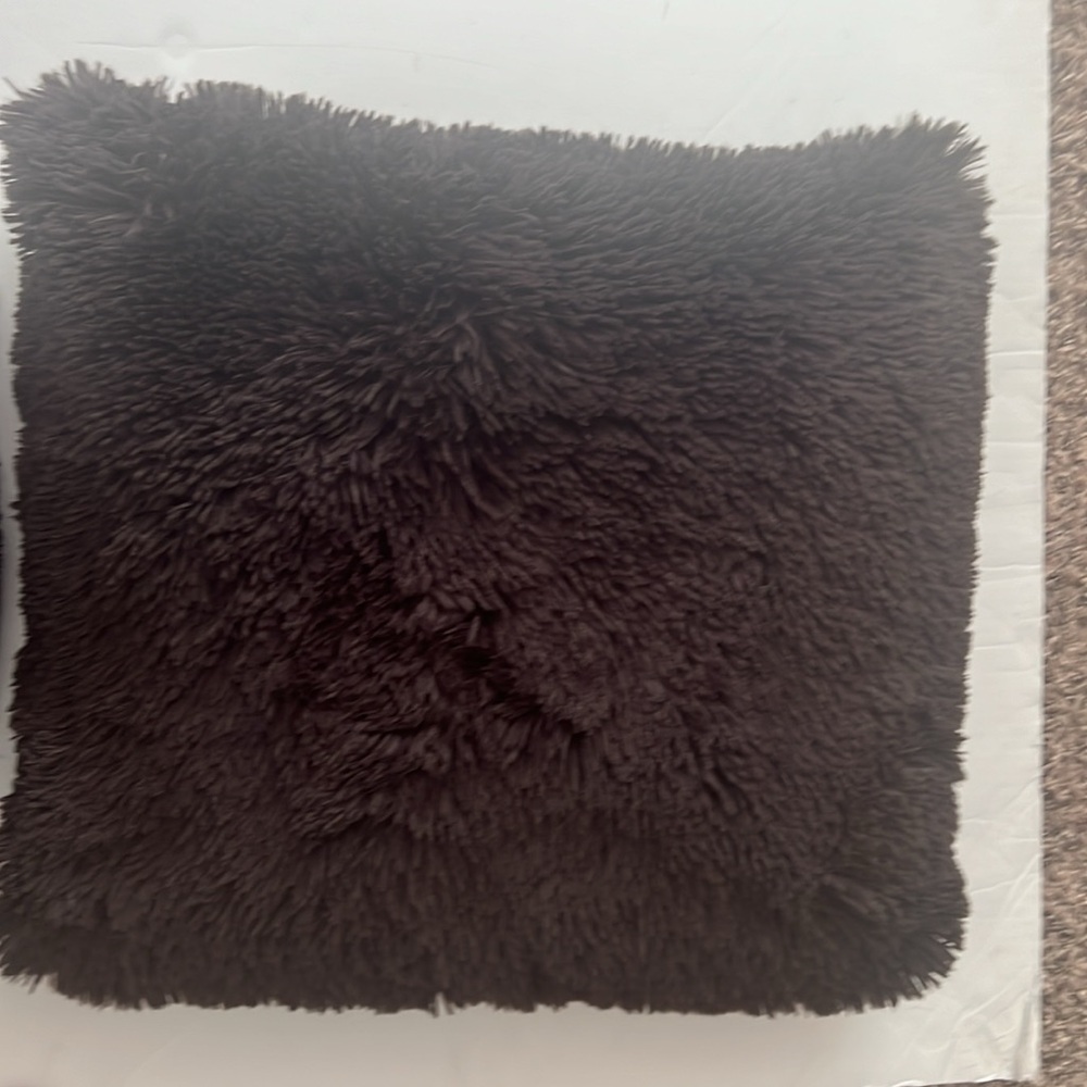 Dark Brown Faux Fur Zippered Pillow
